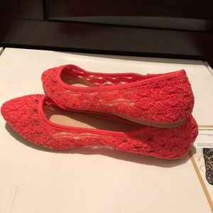 Peach Color Lace Flats